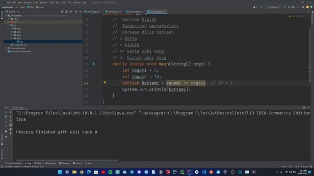 Java Darslari #7 dars Javada Boolean data type haqida va ular bilan ishlash смотреть онлайн