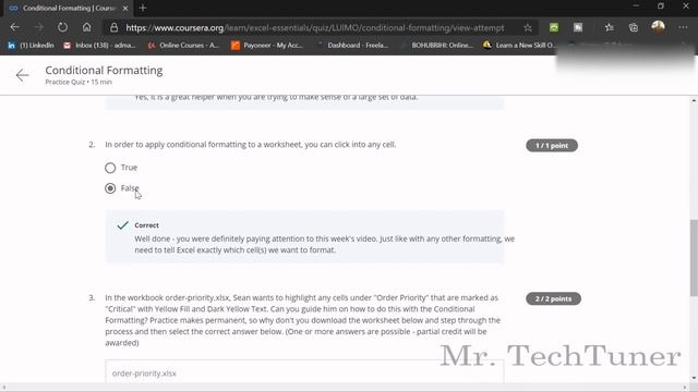 Coursera Excel Skills for Business: Essentials Week 4 Final Quiz Solutions