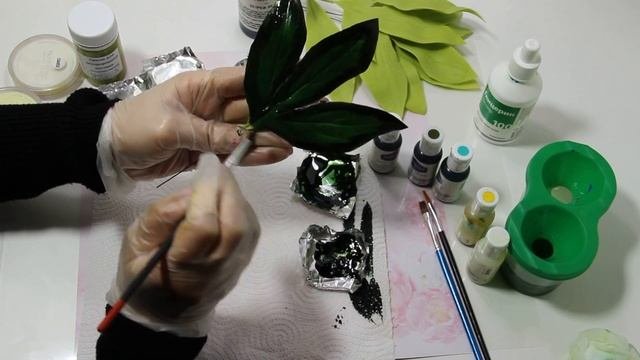 Мк,,Шифон Парфе,,  из холодного фарфора -3 часть Листья от Чулпан Хисмеевой