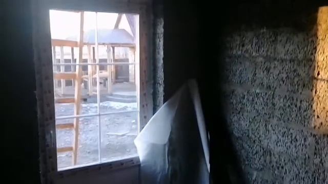 Дом из арболита. Установлены окна и двери. Штукатурим стены, впереди газовое отопление. смотреть онлайн