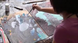 Рисуем акрилом объемную картину с применением структурной пасты!С озвучиванием действий!