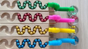 Гонка шариков марблс по деревянному треку и трубочкам pop it / Залипательный АСМР ASMR