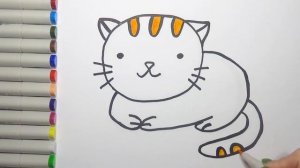 Раскраска для детей Котёнок | Учим цвета | Рисуем и красим котёнка.