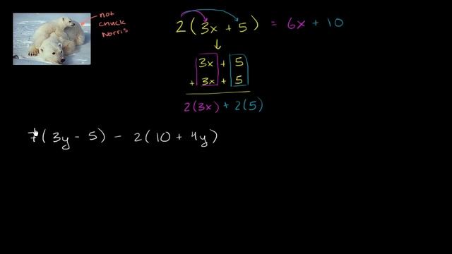 How to simplify an expression by combining like terms and the distributive property | Khan Academy
