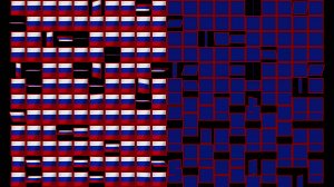 Группы клеток с эффектами. Фигура в ячейке - флаг России. Динамическая анимация. Моушн-графика в 4K.