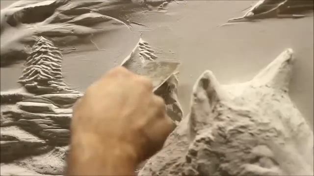 Фактурная штукатурка , создание рельефного пейзажа на стене смотреть онлайн