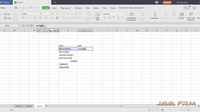 WPS Office Spreadsheet Tutorial - left Function | WPS Office 2019