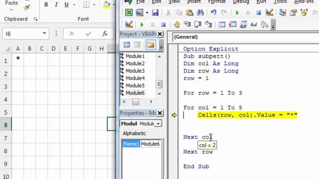Create a pattern with sub loop | Example of Sub Loop in excel VBA | Excel VBA tutorial lesson -16