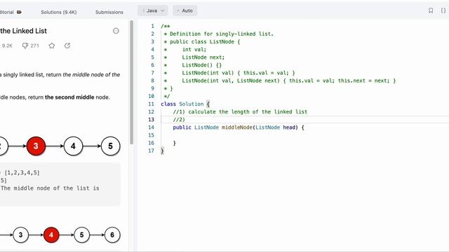 [LEETCODE] [JAVA] 876. Middle of the Linked List | Approach 1