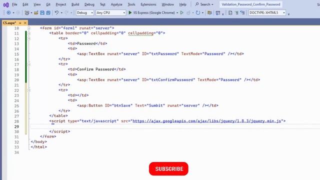 How to Validation in asp.net c#code  | How to Validation password and confirm password in bootstrap