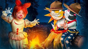 Pranks in the camp of villains! Scary Clown's Daughter prank Sundrop and Moondrop FNAF!
