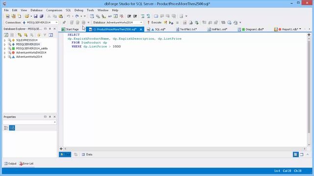 How to restore tabs of SQL Server database files