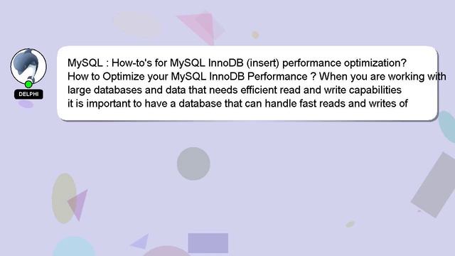 MySQL : How-to's for MySQL InnoDB (insert) performance optimization?