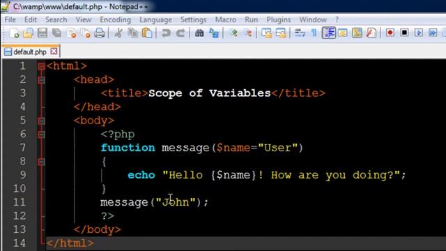PHP & MySQL Tutorial   39  Functions With Default Arguments   YouTube