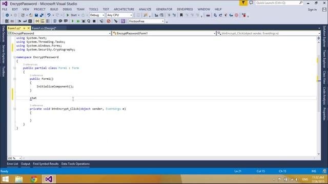C# Tutorial - How To Encrypt A Password C#.NET | FoxLearn