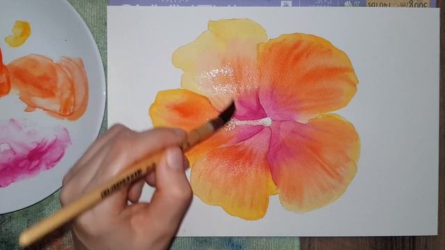 How to Paint a Hibiscus in Watercolor|Watercolor Hibiscus Painting|Как нарисовать гибискус акварель смотреть онлайн