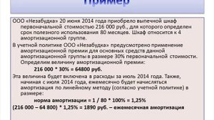 Амортизационная премия в расчете налога на прибыль