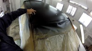 Лада калина .Покраска крыши в черный цвет