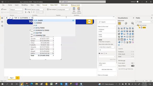 TOP AND BOTTOM 10 CUSTOMER IN POWER BI | RANK FUNCTION IN DAX