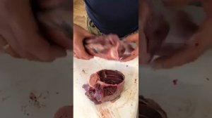 мясо лося , разрез голени показываем не большие отличия от стандартной говядины .