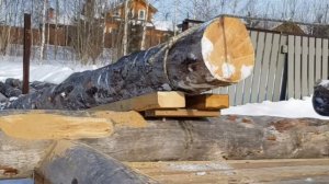 Подъем бревен на сруб бани