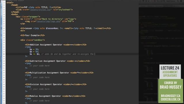 Assignment Operators [#24] Code Dynamic Websites with PHP смотреть онлайн