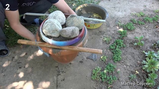 3 вазона из цемента. Поделки для сада и дачи