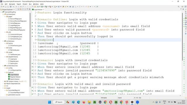 Provide an example of Scenario Outline in Cucumber framework? (Selenium Interview Question #88)