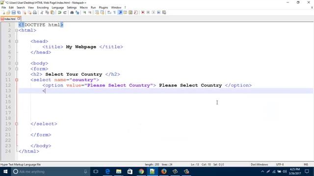 HTML Tutorial - HTML Form Elements Select and option