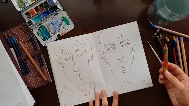 Мои скетчбуки в Испании. Портретный челлендж. Новые материалы. Тест новых скетчбуков и скетчинг.