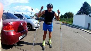 Тренировка на лыжероллерах. Тестирование лыжероллеров Шамов