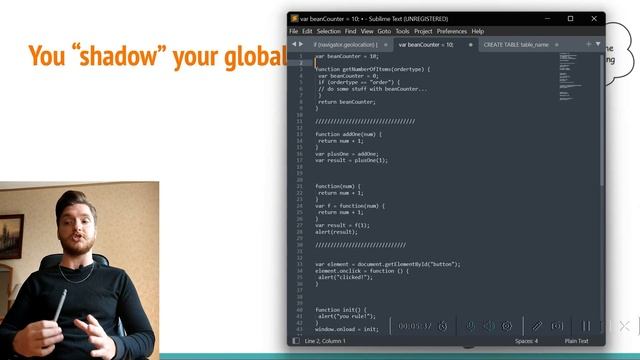19 lesson. Java Script for begginers. Scope of local, global variables