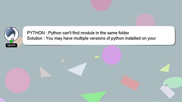 PYTHON : Python can't find module in the same folder смотреть онлайн