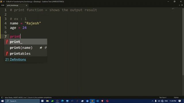 print() Function in Python | Print Function | In-built function | Print Function Example | Python