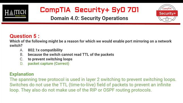 4.1 Security+  SY0-701 Practice Exam Questions Question And Answer