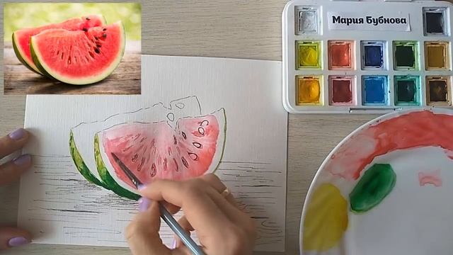 Скетчинг для начинающих. Уроки рисования. Как нарисовать арбуз ? смотреть онлайн