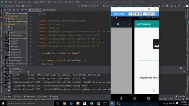 Link Scanner app Flutter Firebase ML_Kit Text recognition URL launcher