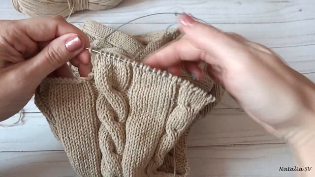 Супер ХИТ?? Жилет с косами спицами. V-образная горловина. Подробный мастер-класс.