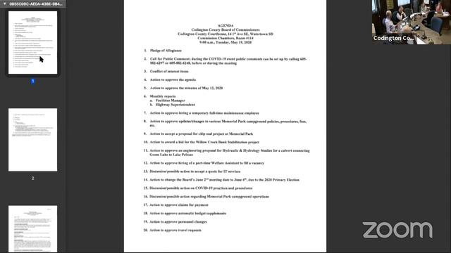 Codington County Commissioners 20200519