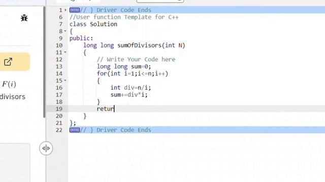 Sum of all divisors form 1 to N Geekforgeeks, Strivers A2Z DSA, C++ ,C, Java смотреть онлайн