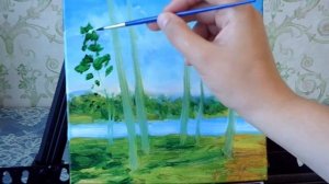 Summer landscape. Painting process. Летний пейзаж. Процесс создания картины