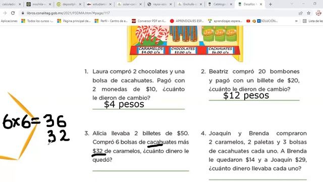 Desafío matemático #54 La dulcería, pág 117 del libro, tercer grado primaria смотреть онлайн
