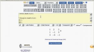 Extended matrix in Latex with CodeCogs Equation Editor