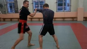 Блок/сбив удара - лоукик + колено в печень