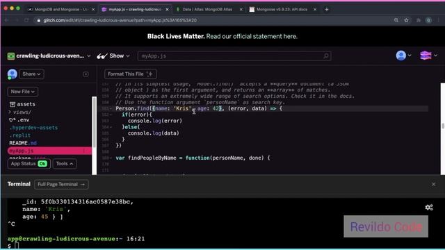 Use model.find() to seach your database | Mongodb full course | #revildo_code