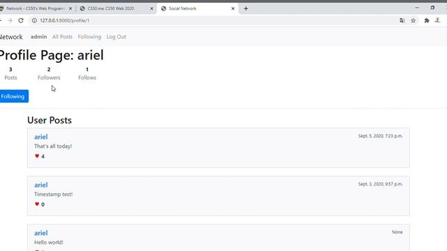 CS50 Web 2020 Project 4 Network смотреть онлайн
