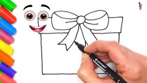 Как нарисовать подарочную коробку. Простые уроки рисования. Раскраски своими руками для детей
