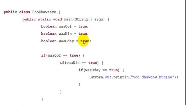 Java 'boolean' Data Types in Somali (false vs true) (part 2) смотреть онлайн