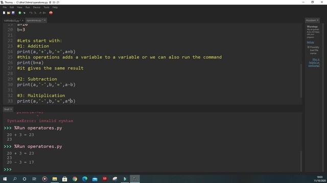 PYTHON(THONNY EDITOR)__OPERATORS _AND_PRIORITIES(PART 1)_ARITHMETIC_OPERATORS_FOR_TOTAL_BEGINNERS