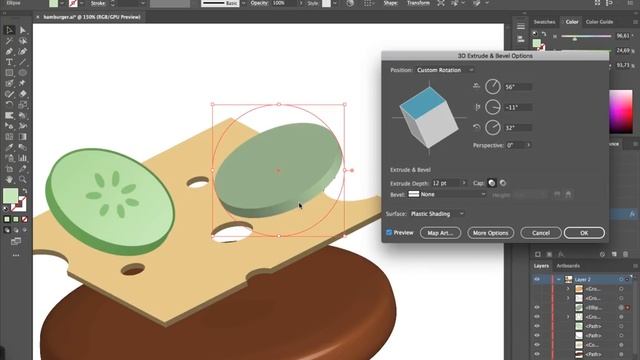 Рисуем гамбургер с помощью 3D в Adobe Illustrator | уроки для новичков смотреть онлайн